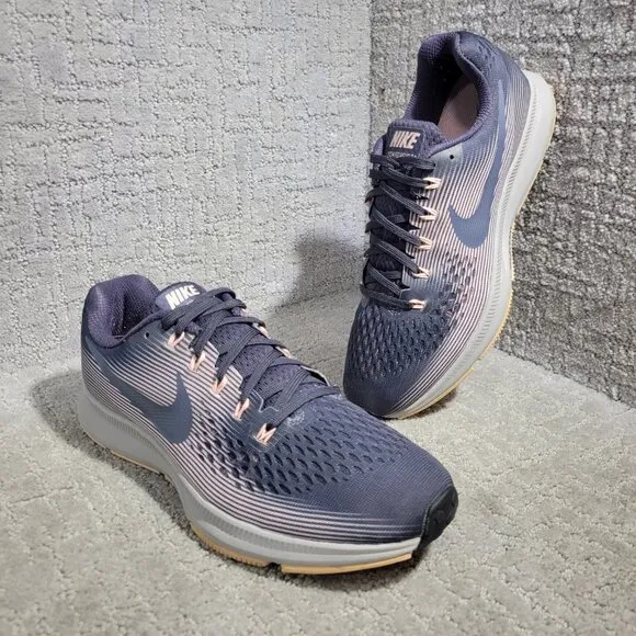 Nike Zoom Pegasus 34 Women's Size 10 Gray Pink Athletic Running Shoes 880560-011