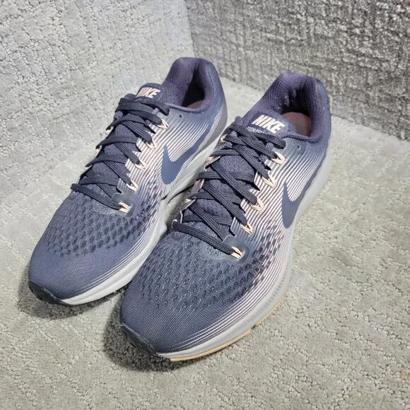 Nike Zoom Pegasus 34 Women's Size 10 Gray Pink Athletic Running Shoes 880560-011