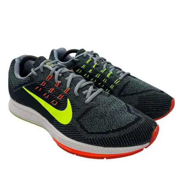 Nike Zoom Structure 18‎ Shoes Mens Size 12 Black Gray Neon Running Sneakers