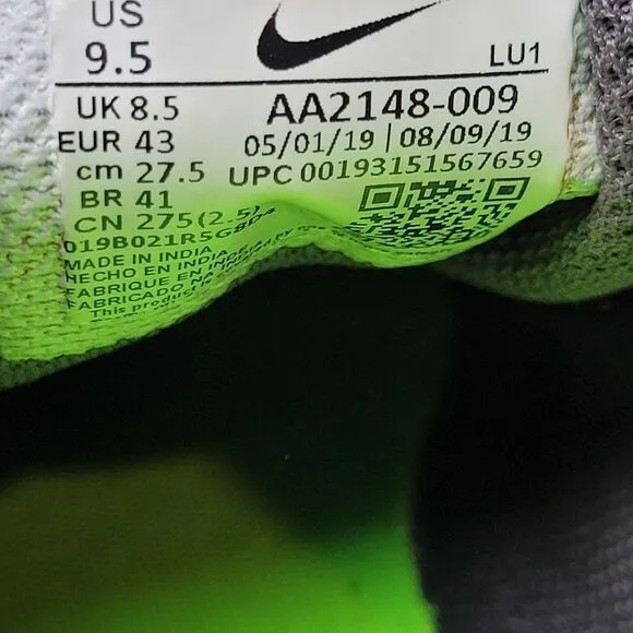 Nike Air Max Axis Premium Running Shoes Black And Grey AA2148-009 Mens Size 9.5