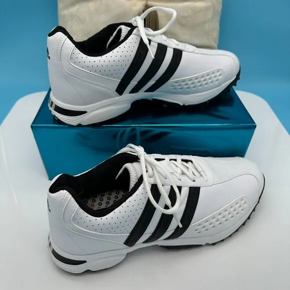 NWOT adidas Mens FitRx Adiwear Traxion Spiked‎ Golf Shoes, Size 10.5 White/Black