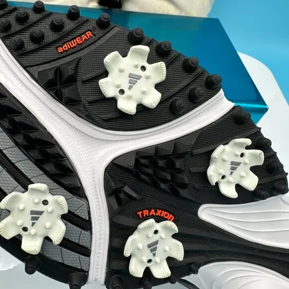 NWOT adidas Mens FitRx Adiwear Traxion Spiked‎ Golf Shoes, Size 10.5 White/Black