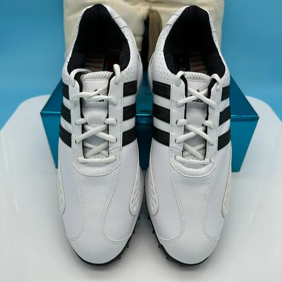 NWOT adidas Mens FitRx Adiwear Traxion Spiked‎ Golf Shoes, Size 10.5 White/Black