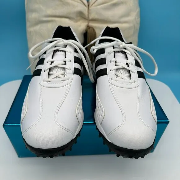 NWOT adidas Mens FitRx Adiwear Traxion Spiked‎ Golf Shoes, Size 10.5 White/Black