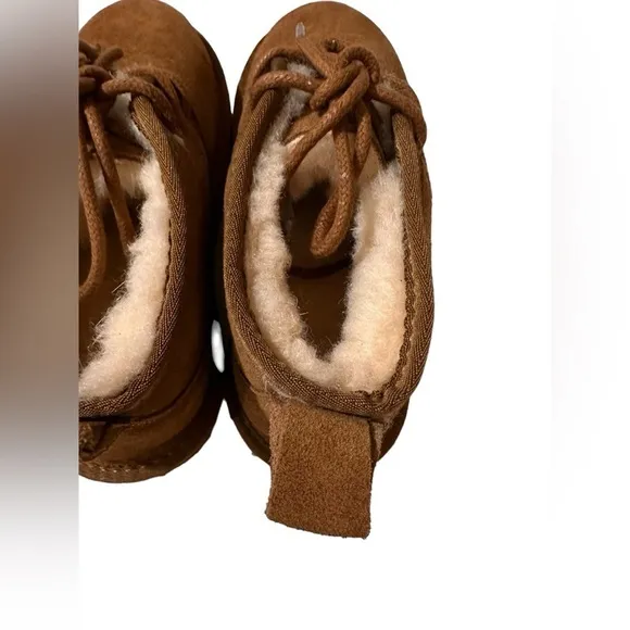 NWT Alpine Dylan Brown Leather &amp; Sheepskin Boots Size 1​​​
