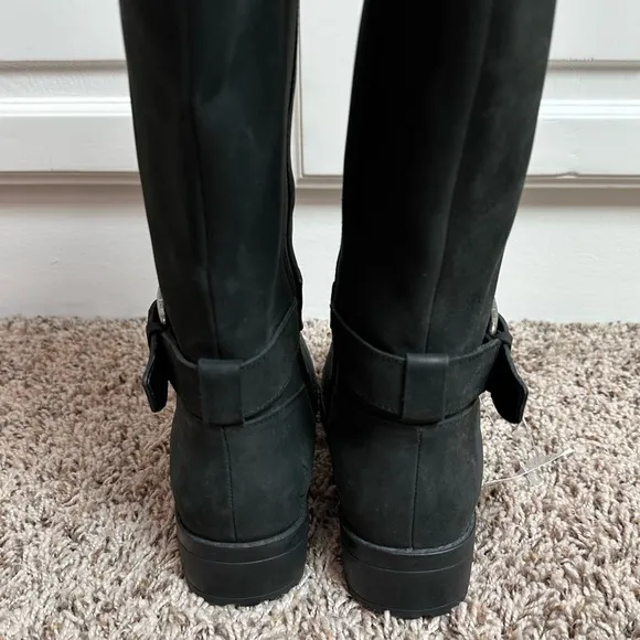 NWT Cole Haan Waterproof Black Leather Boots Buckle Details Size 6