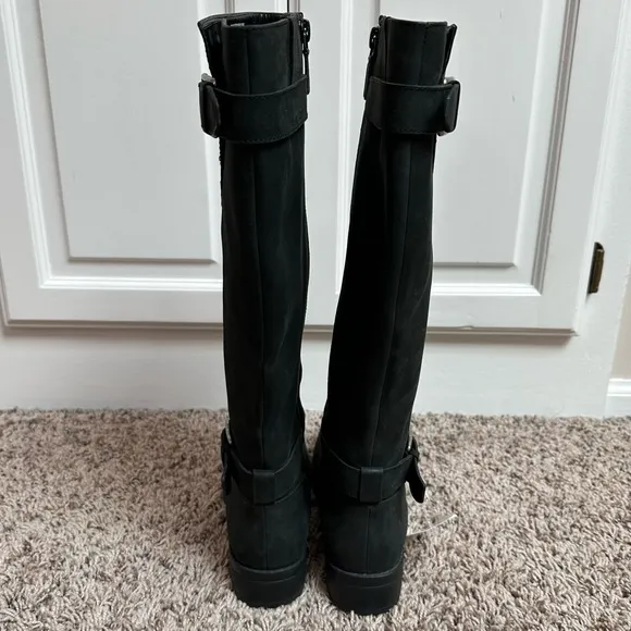 NWT Cole Haan Waterproof Black Leather Boots Buckle Details Size 6