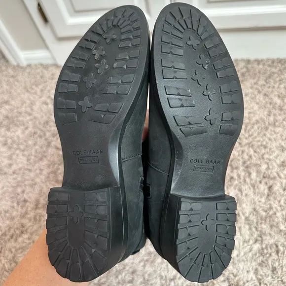 NWT Cole Haan Waterproof Black Leather Boots Buckle Details Size 6