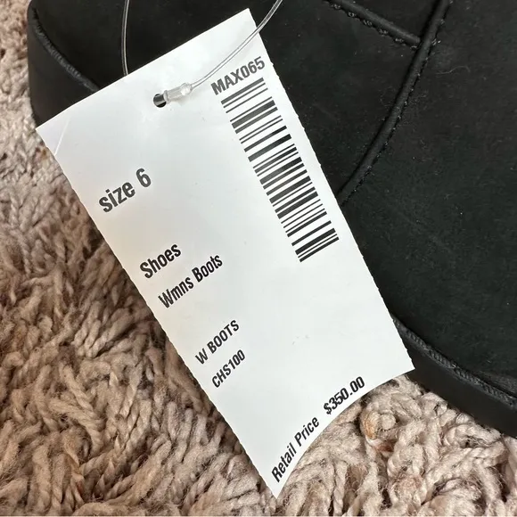 NWT Cole Haan Waterproof Black Leather Boots Buckle Details Size 6