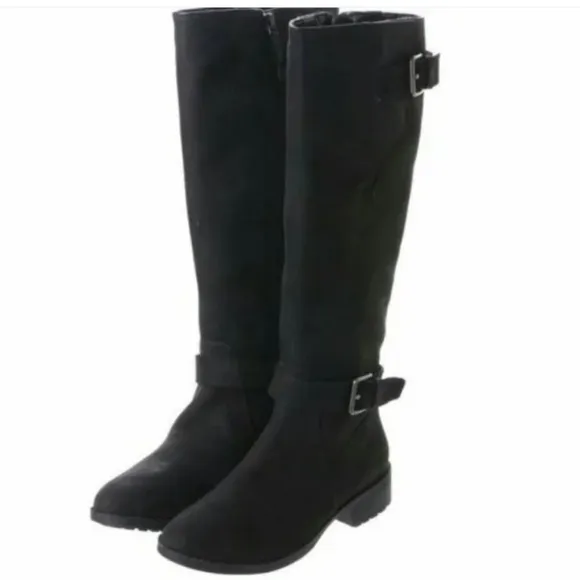 NWT Cole Haan Waterproof Black Leather Boots Buckle Details Size 6