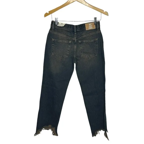 NWT FP We The Free Maggie MidRise Crop Straight Jeans in Back Alley Blue 25