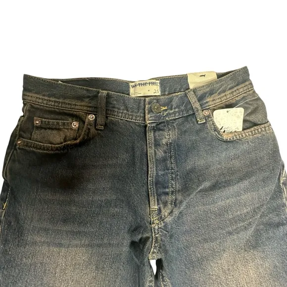 NWT FP We The Free Maggie MidRise Crop Straight Jeans in Back Alley Blue 25