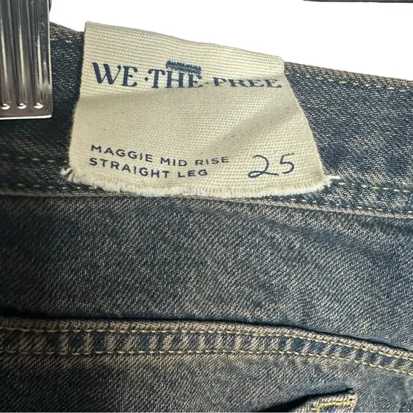 NWT FP We The Free Maggie MidRise Crop Straight Jeans in Back Alley Blue 25