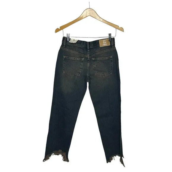 NWT FP We The Free Maggie MidRise Crop Straight Jeans in Back Alley Blue 25