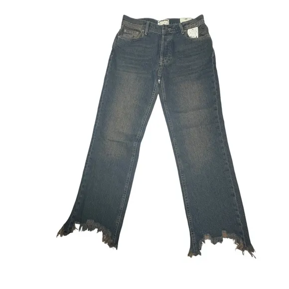 NWT FP We The Free Maggie MidRise Crop Straight Jeans in Back Alley Blue 25
