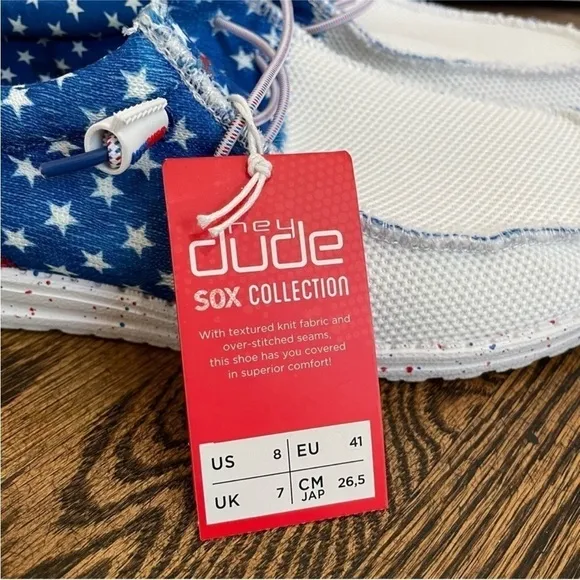 NWT Hey Dude Wally Sox Tri American Pride Mens Shoes
