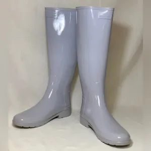 NWT Hunter Rain Boots Women 9 Gray Tall Gloss Rain Boots Galoshes Wellies Winter