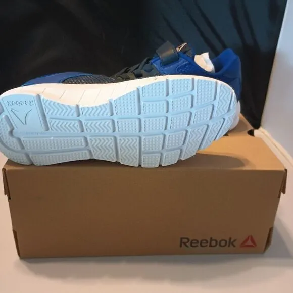 💯🔥NWT Reebok Boys Rush Runner Alternate Closure Running Shoes Navy Cobalt Silv