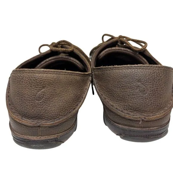 Olukai Hamakua Poko Brown Leather Moc Toe Collapsable Heel Oxford Shoes 10