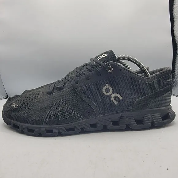 On Cloud X Mens 10 Running Shoes Black Asphalt Athletic Lace Up Breathable