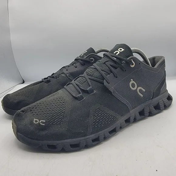 On Cloud X Mens 10 Running Shoes Black Asphalt Athletic Lace Up Breathable