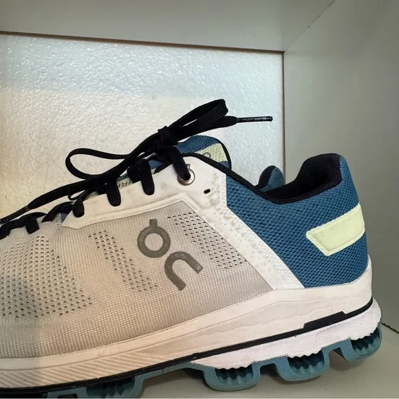On Running Mens Cloudsurfer Running Trainers White Blue Athletic Shoes Sneakers