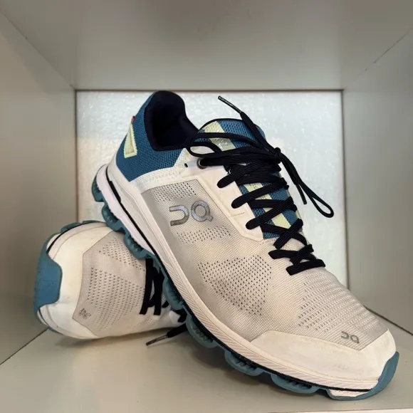 On Running Mens Cloudsurfer Running Trainers White Blue Athletic Shoes Sneakers