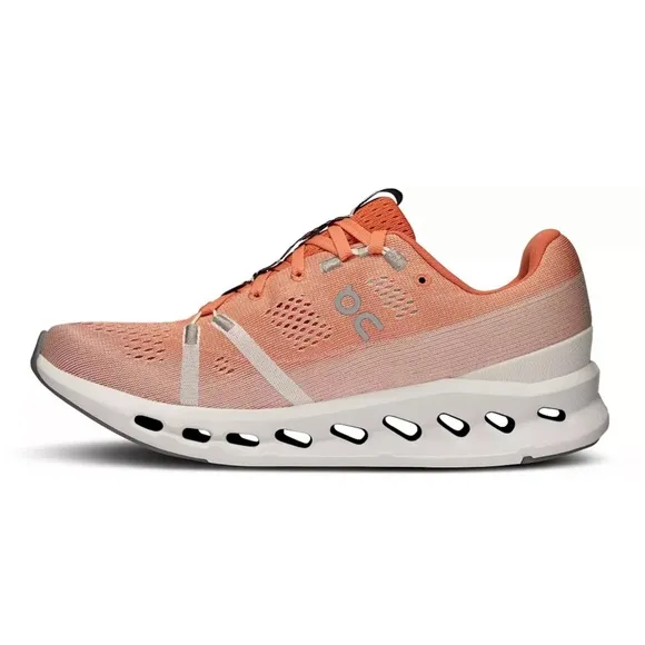 On Running | Men’s orange/white ‘Flame’ Cloudsurfer sneakers orange laces, 11.5
