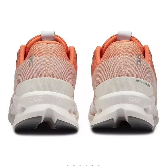 On Running | Men’s orange/white ‘Flame’ Cloudsurfer sneakers orange laces, 11.5