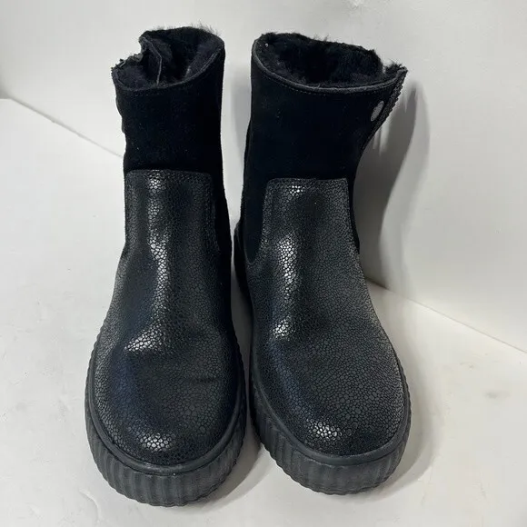 PAJAR Caline Platform Waterproof Leather Booties in Black 39