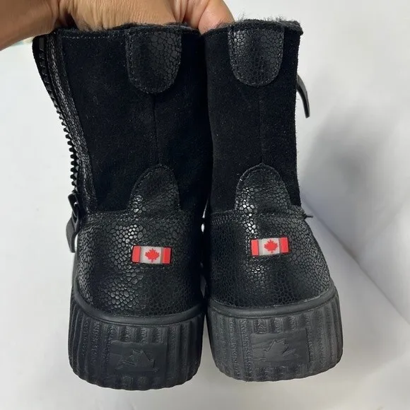PAJAR Caline Platform Waterproof Leather Booties in Black 39