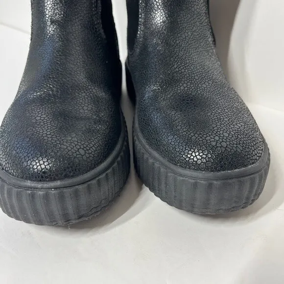 PAJAR Caline Platform Waterproof Leather Booties in Black 39
