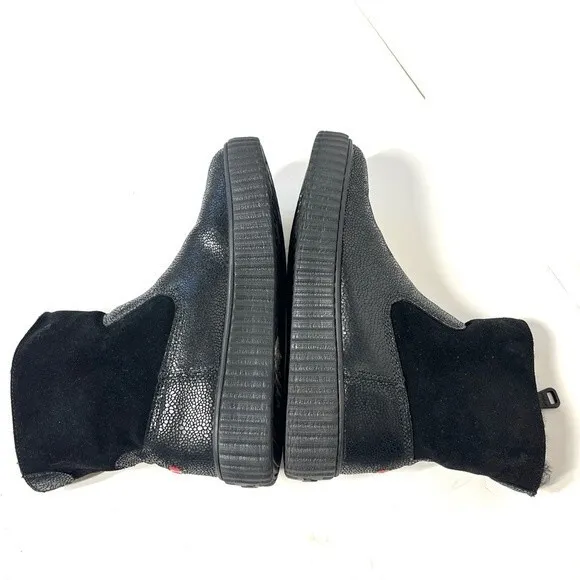PAJAR Caline Platform Waterproof Leather Booties in Black 39
