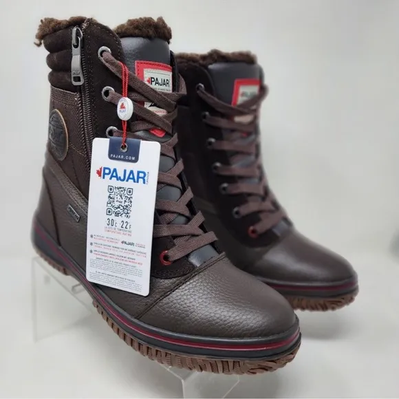 🥷🏿🥷🏿🥷🏿Pajar Waterproof Boots Brown Trooper 2.0 Winter Sherpa Lined Zip