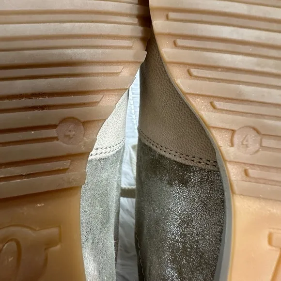 Paul Green Sneakers Shoes UK 4 US 6,5 Tan Metallic Leather Zip Lace Up
