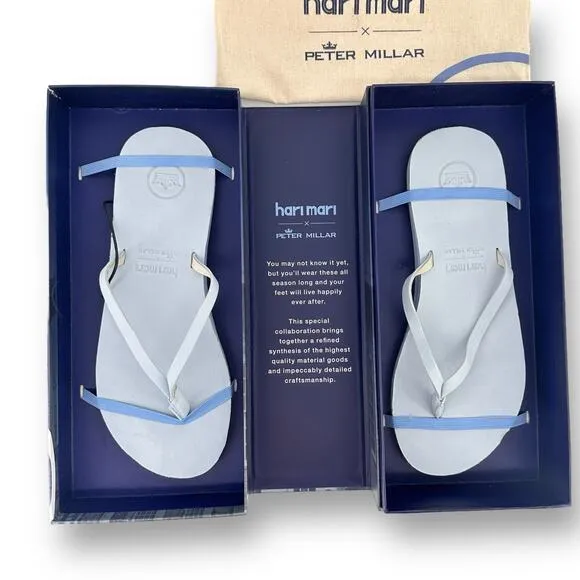 Peter Milar X Hari Mari Memory Foam Flip Flop Sandals Womens Size 9 Sky Blue