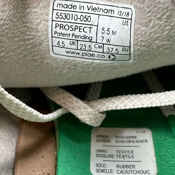 Plae Prospect Sneakers Shoes Womens 7 Gray Stone Green Washable Walking Lace Up