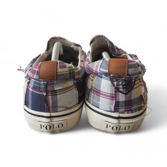 Polo Ralph Lauren Keaton Plaid Tiger Multicolor Slip-on Casual Sneakers Men's 14