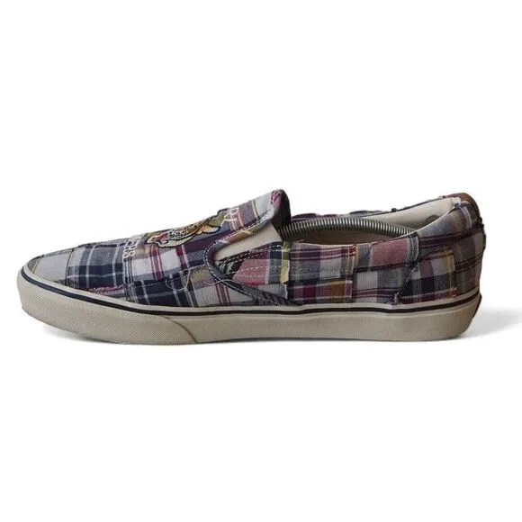 Polo Ralph Lauren Keaton Plaid Tiger Multicolor Slip-on Casual Sneakers Men's 14