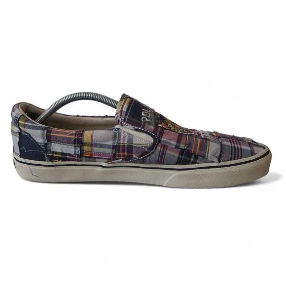 Polo Ralph Lauren Keaton Plaid Tiger Multicolor Slip-on Casual Sneakers Men's 14