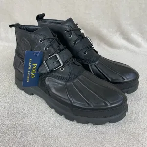 Polo Ralph Lauren Oslo Men's Boots Size 15 D Black Leather Waterproof NEW