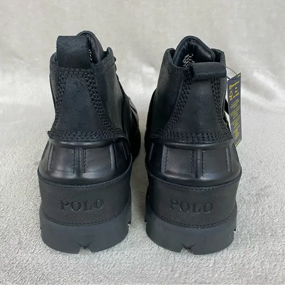 Polo Ralph Lauren Oslo Men's Boots Size 15 D Black Leather Waterproof NEW