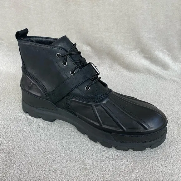 Polo Ralph Lauren Oslo Men's Boots Size 15 D Black Leather Waterproof NEW