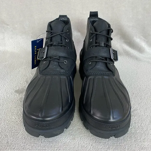 Polo Ralph Lauren Oslo Men's Boots Size 15 D Black Leather Waterproof NEW