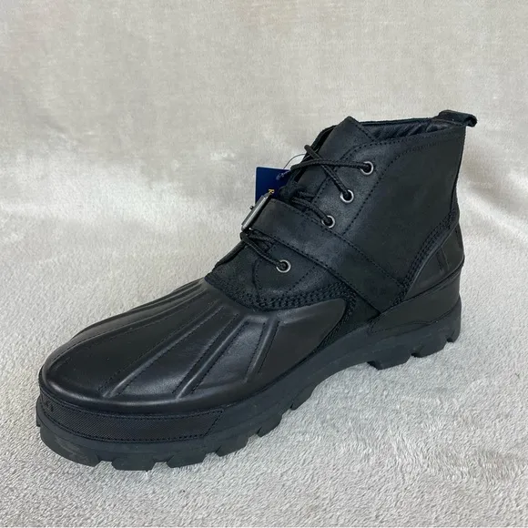 Polo Ralph Lauren Oslo Men's Boots Size 15 D Black Leather Waterproof NEW