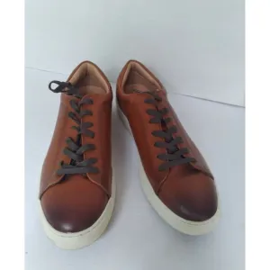 Premium‎ Leather Low-Top Sneakers Brown Casual Minimalist Shoes with White Sole