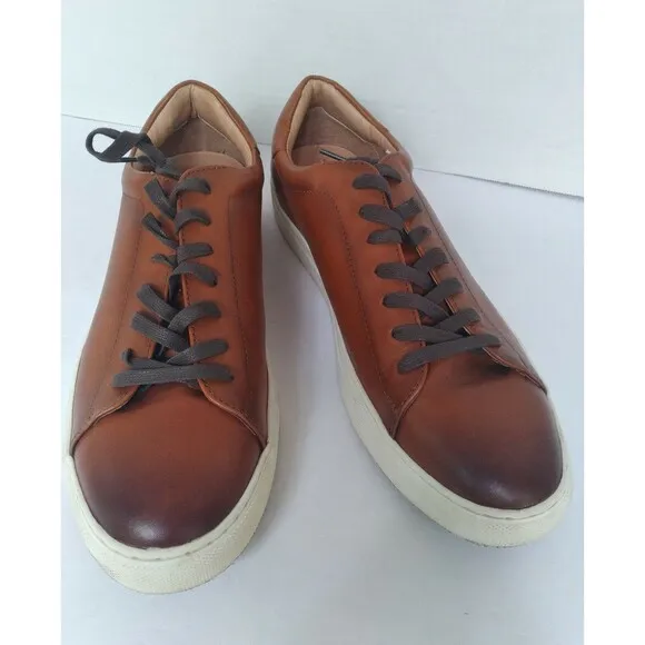 Premium‎ Leather Low-Top Sneakers Brown Casual Minimalist Shoes with White Sole