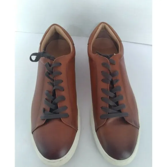 Premium‎ Leather Low-Top Sneakers Brown Casual Minimalist Shoes with White Sole