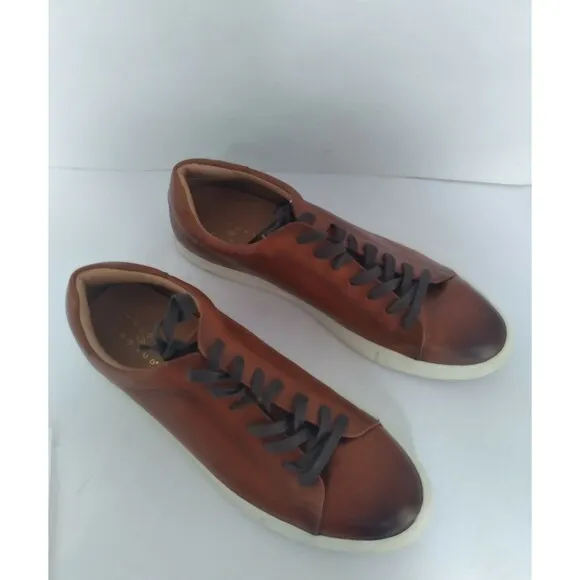Premium‎ Leather Low-Top Sneakers Brown Casual Minimalist Shoes with White Sole