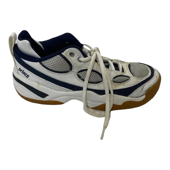 Prince Men's Tennis Shoes White Blue Low Top Lace-Up Sneakers Active Footwear 6